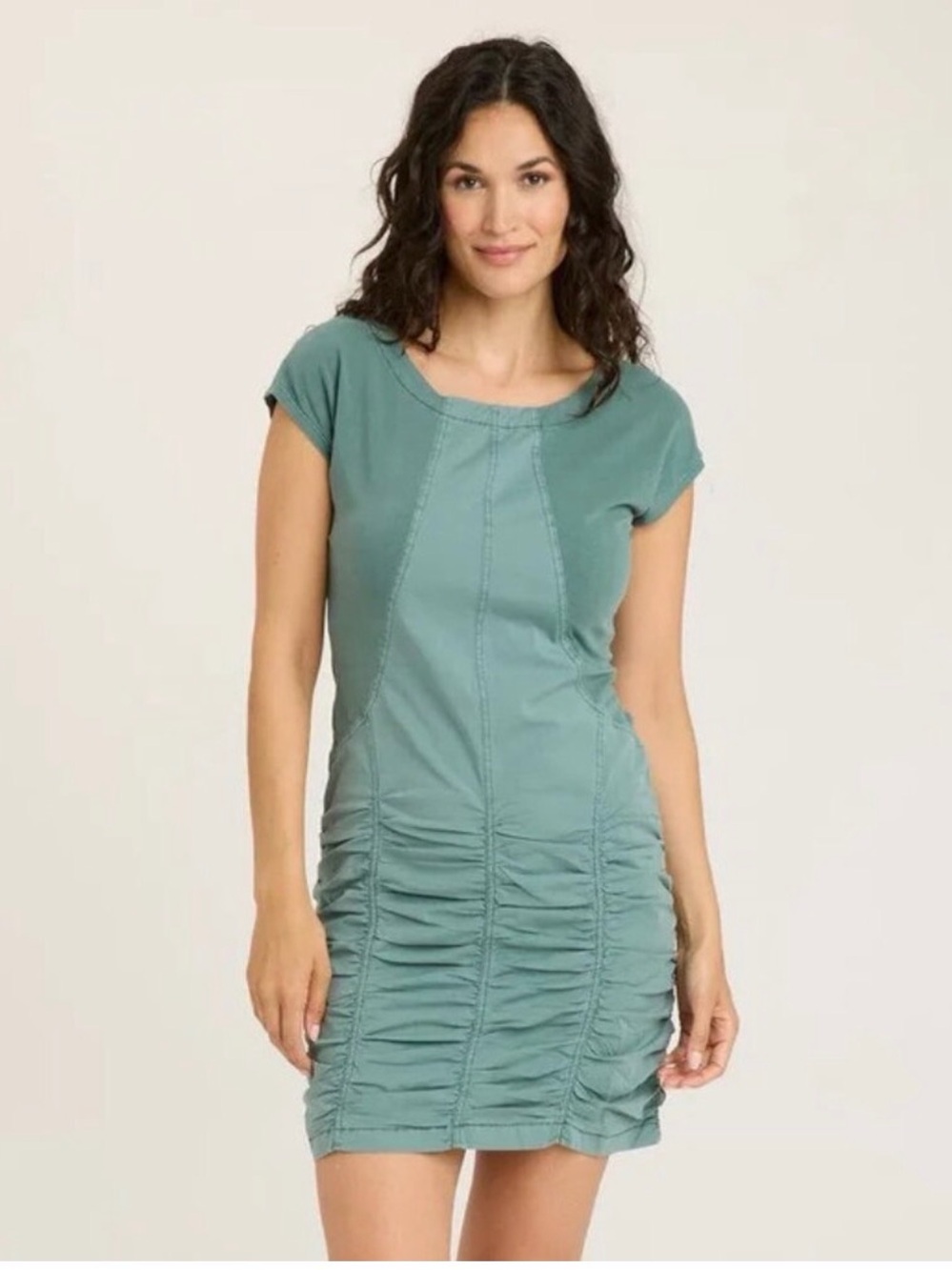 XCVI Wearables Light Teal Ruched Mini Dress - Women- NWT small